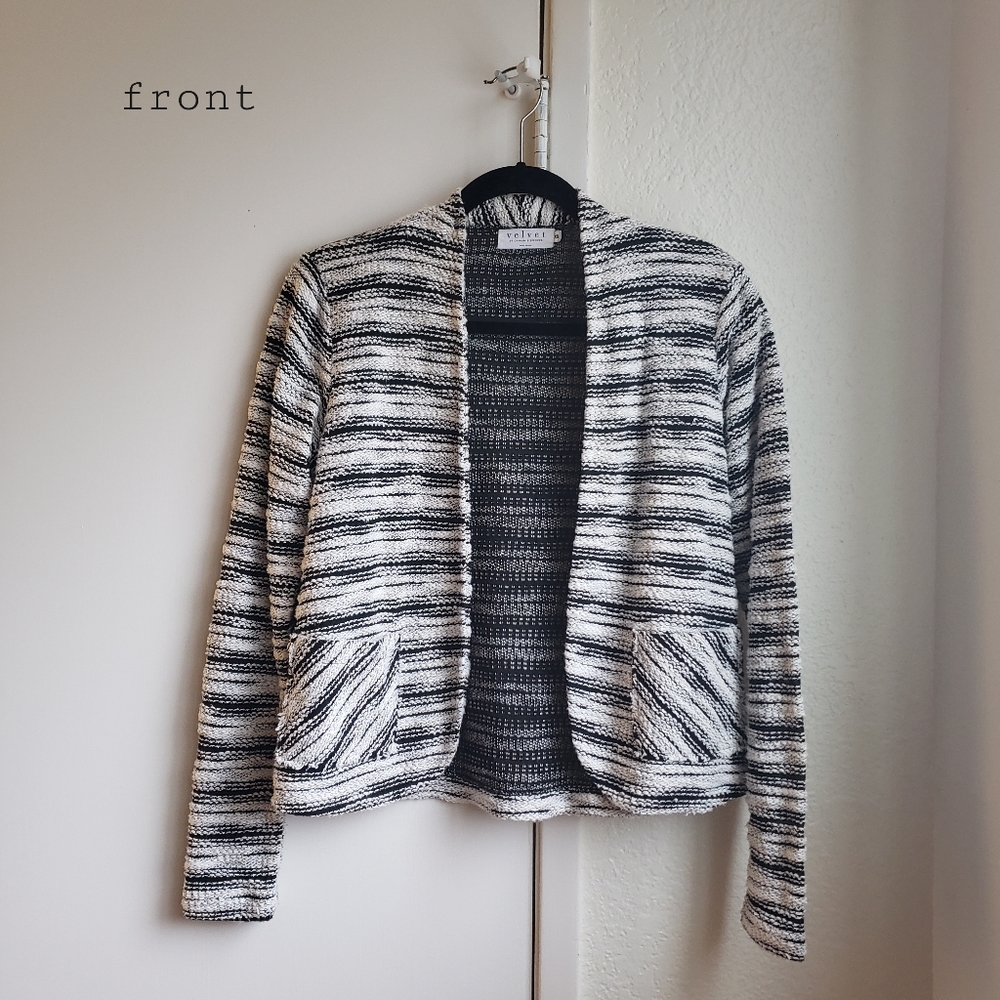 Black and White Textured Cardigan